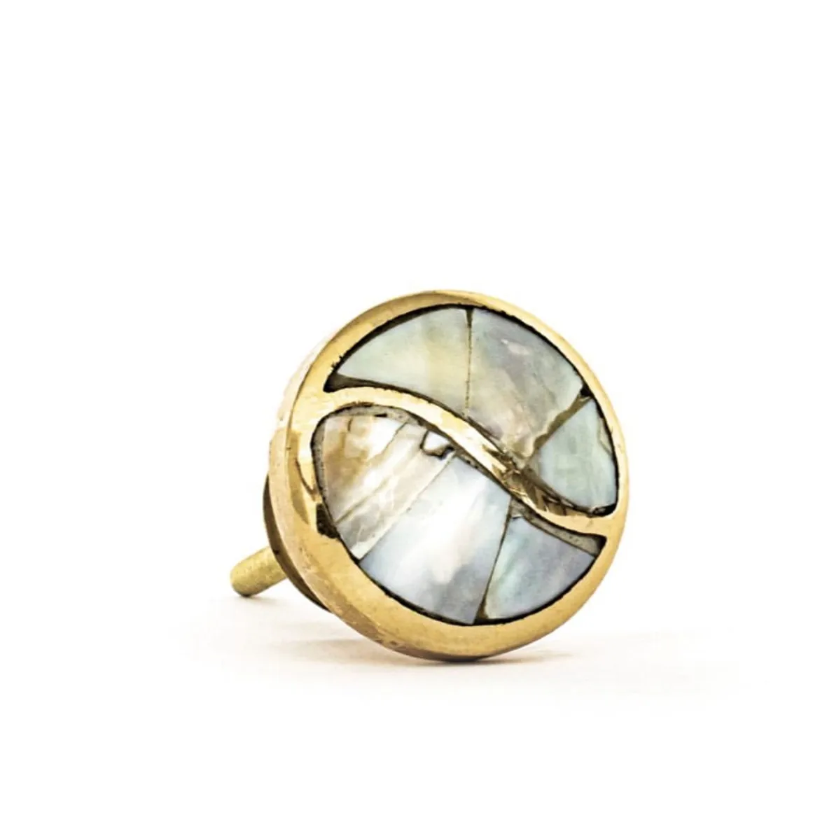 Nordic Mother Of Pearl Solid Brass Minimalist Marble brass Handle Single Hole Furniture Handle drawer knob