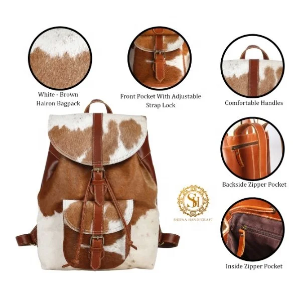 Leather Backpack Purse For Women & Men Travel Rucksack Hiking School Tote Bag Large 16 Inches Shoulder Laptop