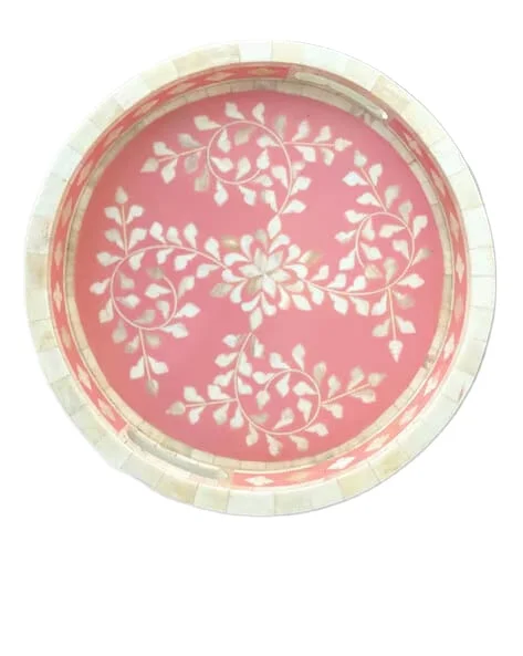 Royal Arabian Bone Inlay Serving Tray   Handcrafted Tray with Personalized Arabic Designs for Fine Dining and Home Elegance