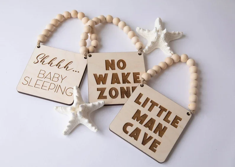 Nursery Decor Baby Sleeping No Wake Zone Little Man Cave  wood sign