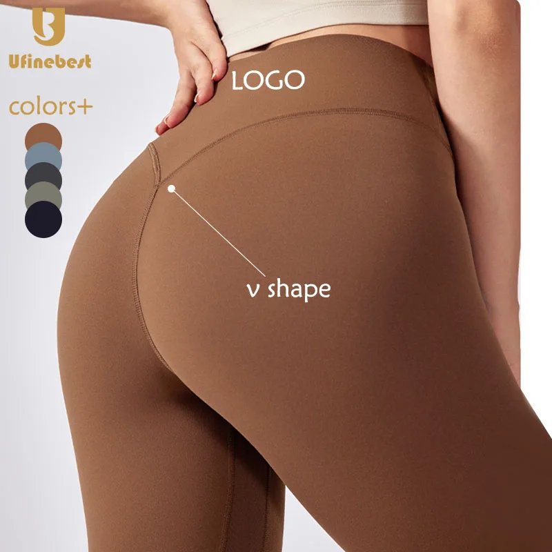79% Polyamide 21% Spandex V-back Winter New Yoga Pants High Elastic Hip Lifting Tummy Control Workout Gym Leggings for Women