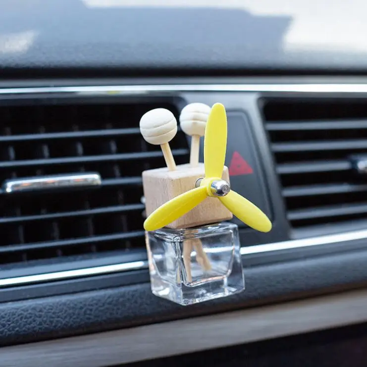 Custom 6ml 8ml Clear Glass Car Vent Empty Air Freshener Diffuser Perfume Oil Bottles With Metal Clip