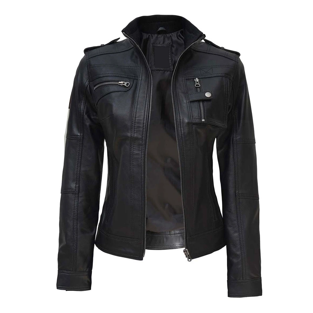 Wholesale Streetwear Casual Women Leather Jackets Fashion Slim Leather Women Jacket Best selling custom Leather women Jackets