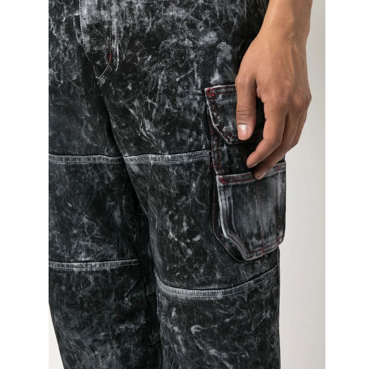 2023 New Japan Style Brand Mens Acid Wash Straight Denim Cargo Pants Biker Jeans Men Baggy Blue Jeans With Side Pockets Jeans Me
