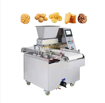 Automatic Almond Peach Cake Biscuit Make Machine Stuffed Cookie Small Biscuit Making Machine