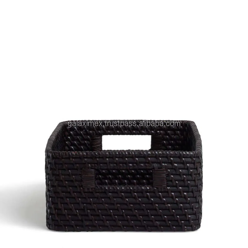 2023 Wholesale Bathroom accessories Black Rattan Storage Basket for Storage Baskets for food serving organization