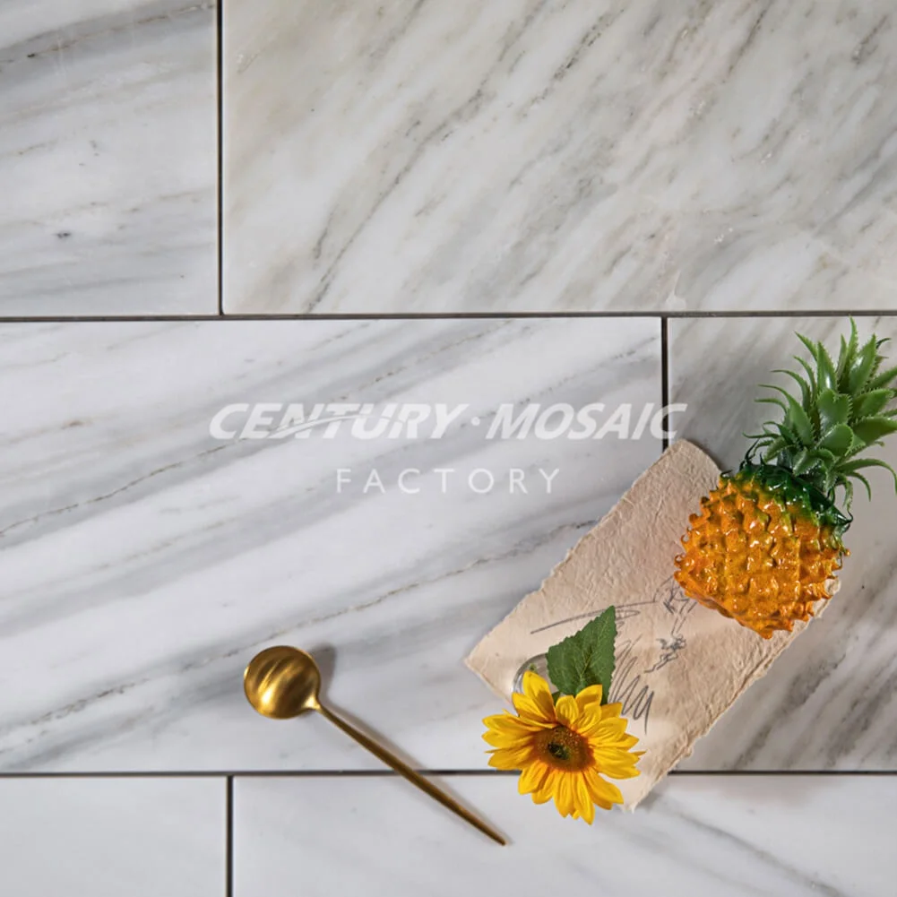 Centurymosaic Wholesale Lasa Bianco White Marble Stone with Gray Veins Wall Floor Tile Prices