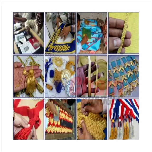 Masonic Regalia Custom OEM Embroidery Crafts Moire Ribbon Hand-Made & Machine Embroidered Apron Cross-Stitching & Needlework