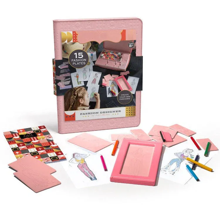 2024 New Style Fashion Designer Activity  Customized Coloring Pencil Plastic Drawing Stencil Art Set With 15 Plates