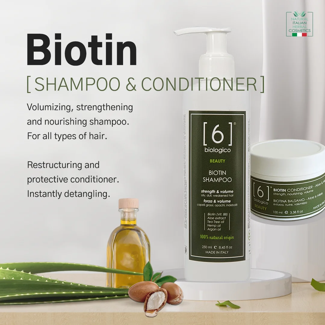 All Natural Biotin Shampoo For Oily Hair - Made in Italy - Herbal Ingredients