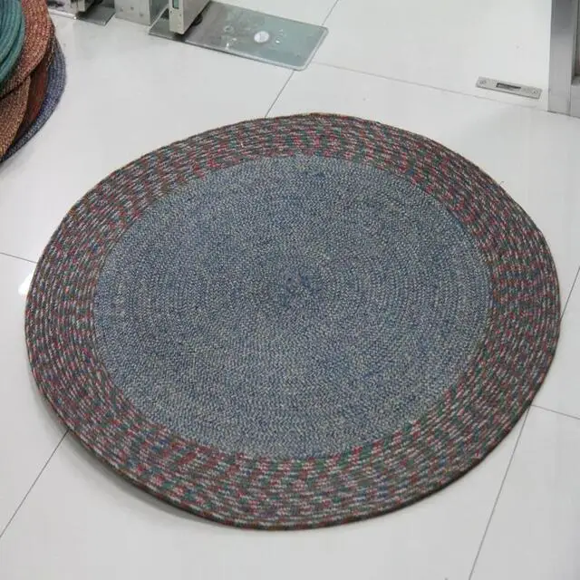 Jute Rugs Faux Carpets Wholesale 2022 Hot Sale Round Shaped Fur for Home Women Cotton Customized Anti Technics Item Style Eco