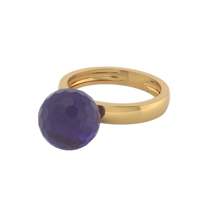 High Quality Purple hydrothermal faceted sphere 9kt Gold Ring for Women Gift Fine Jewelry Made in Italy