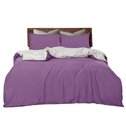 High Quality custom Purple & Silver Reversible Duvet Cover Set bedding set