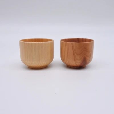 Wooden Handmade Sake Cup -guinomi maru- Wholesale sake cups are very light and easy to hold. It has a urethane coating