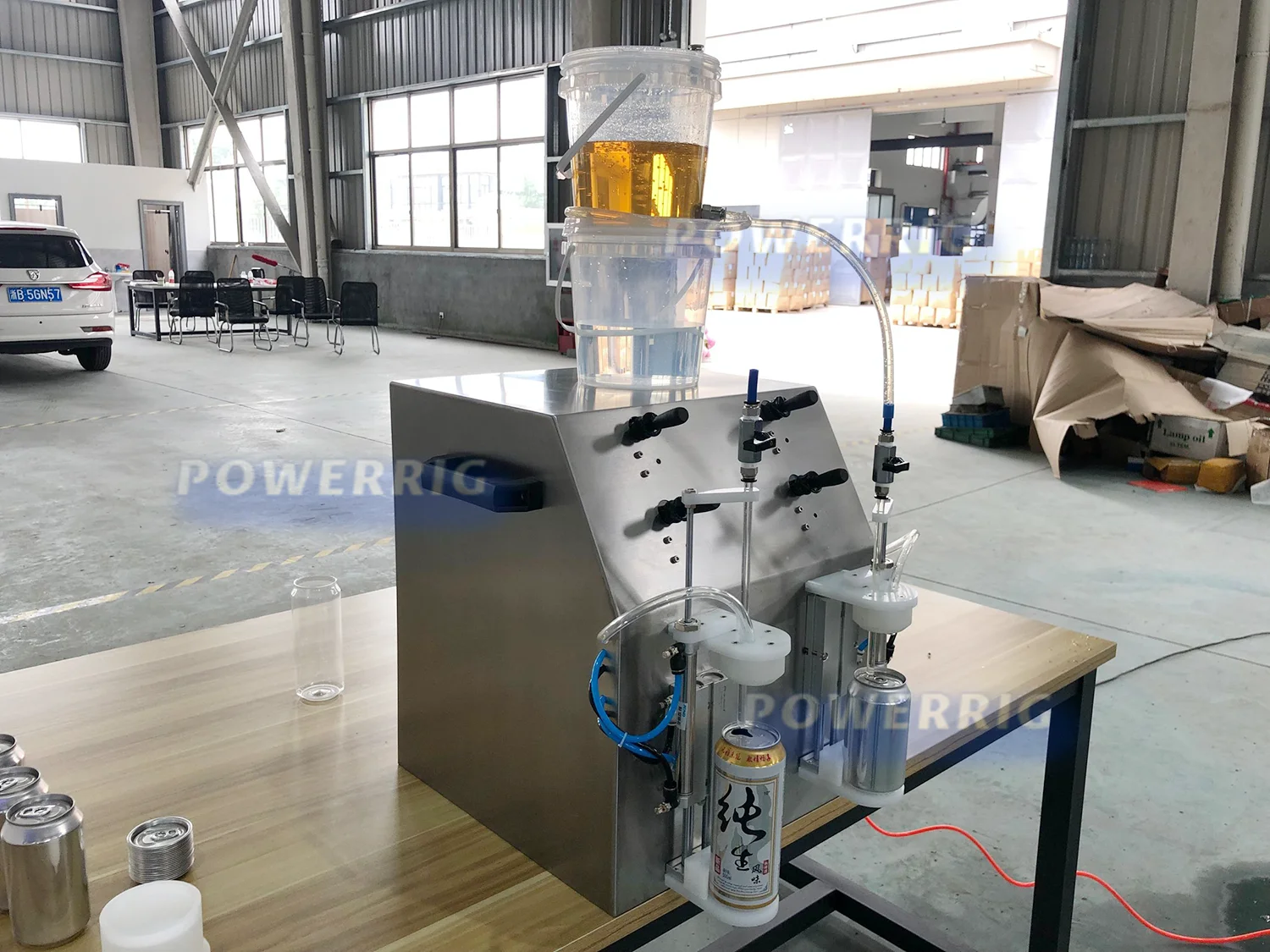 Semi automatic water soda energy carbonated soft drink beverage isobaric small plastic aluminum can manual beer filling machine