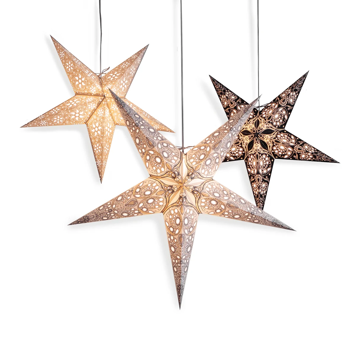 60cm Plato Nature Folding Paper Christmas Star Window Decoration Paper Star Lantern Festival Party Decor