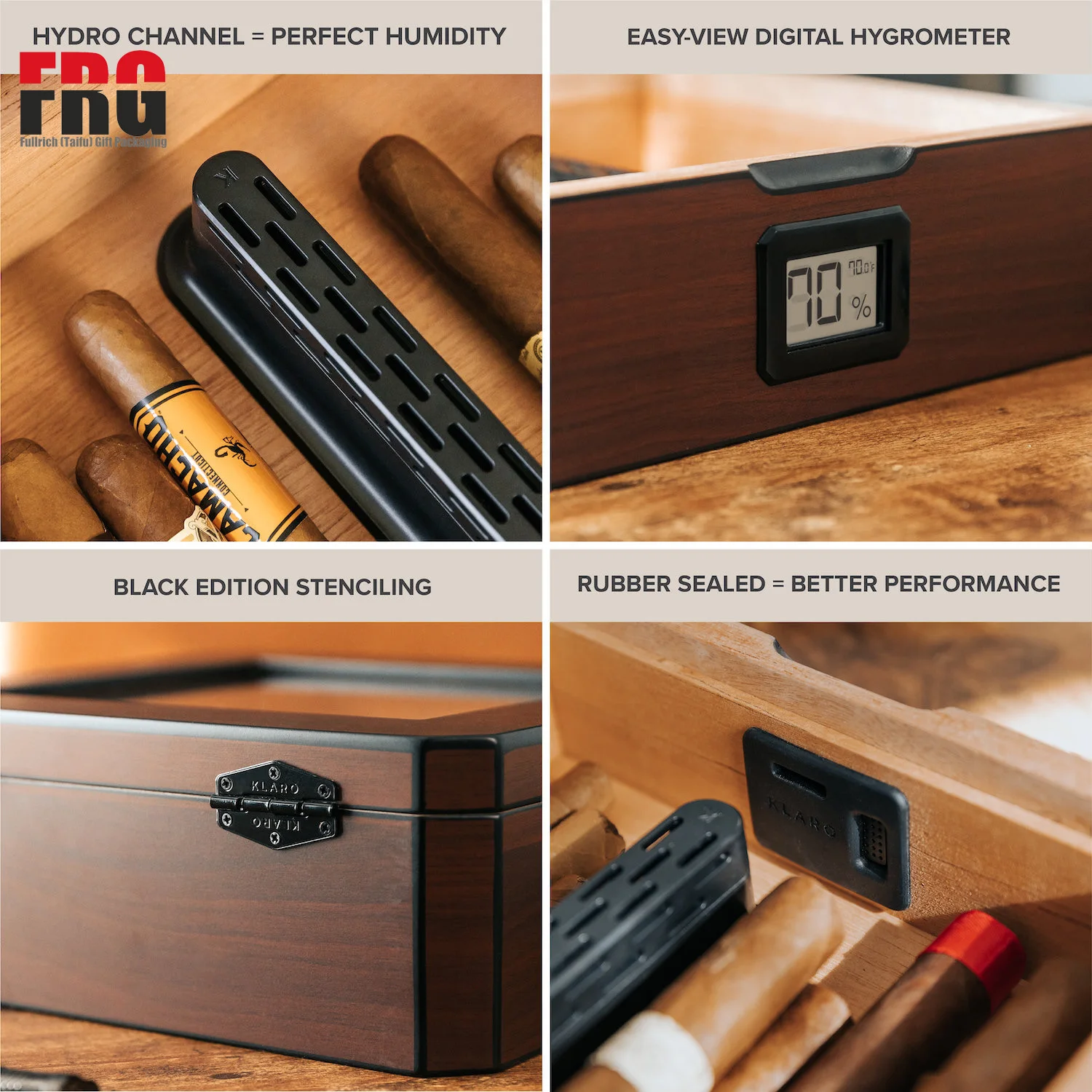 Walnut  Desktop Humidor Holds 20-30 Cigars Glass Top with Magnetic Seal Octagon shape Spanish Cedar Includes Humidor