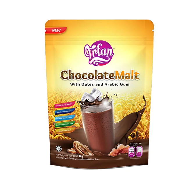 Chocolate Malt Drink with Dates and Arabic Gum Tea Bag Packaging Children Shelf Adults Origin Age Irfan Malaysia Manufacturing