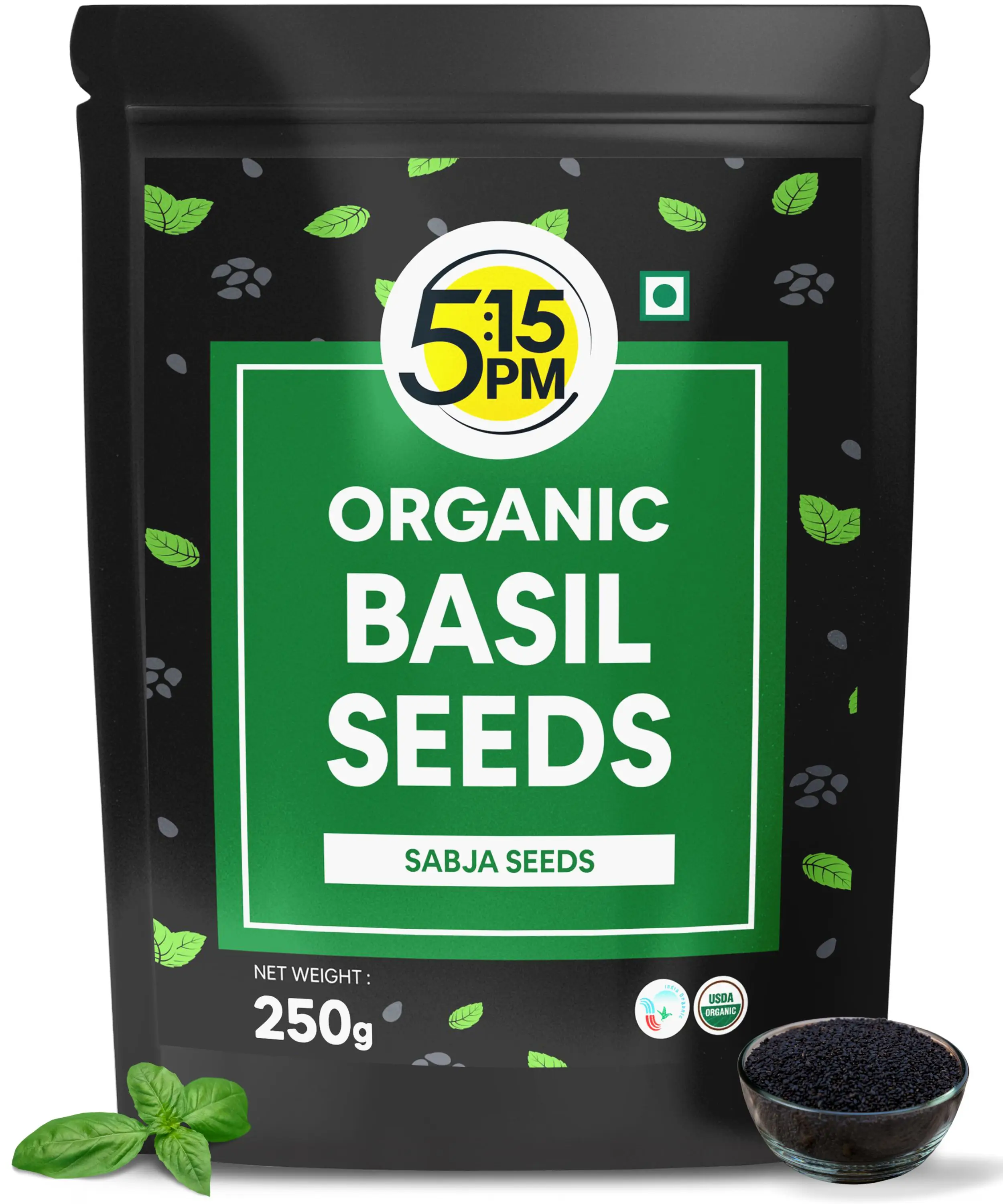 Organic Basil Seeds for eating 250 g | 100% Organic Raw Basil Seeds | Sabja Seeds - 250g
