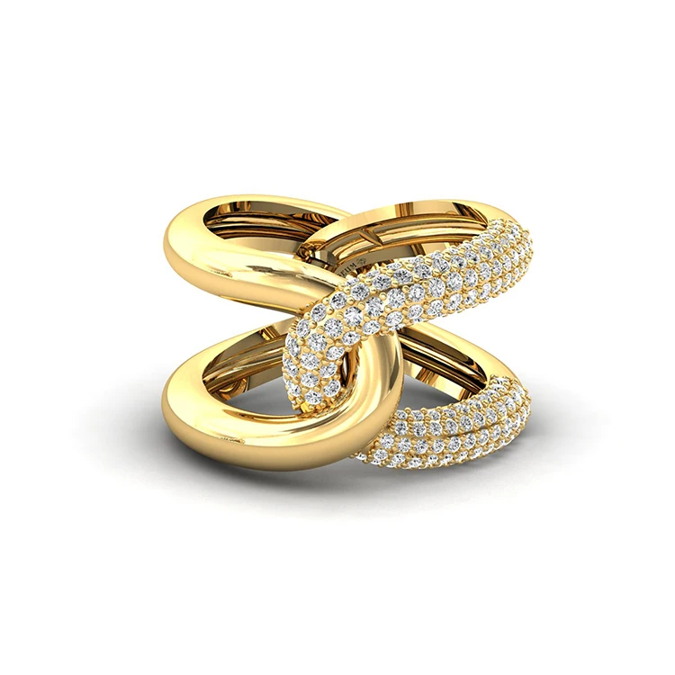 18Karat Gold Wedding Ring Elegant New Design Solid Gold Fine Jewelry Rings With Real Diamonds Ring