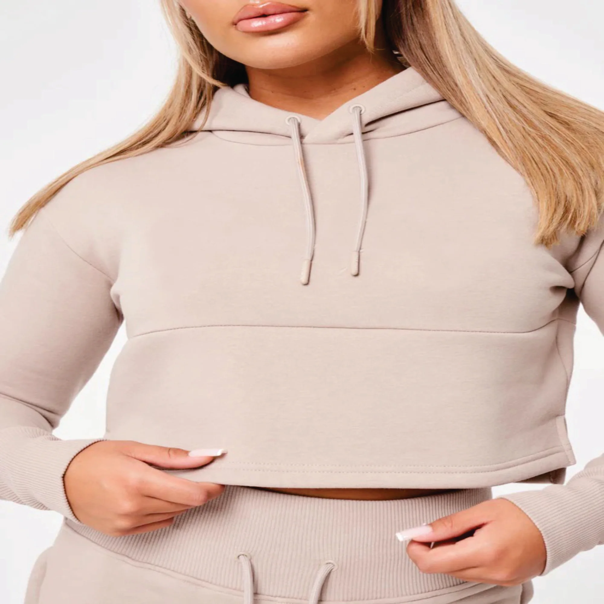 65% хлопковая укороченная толстовка с капюшоном из 35% и полиэстера