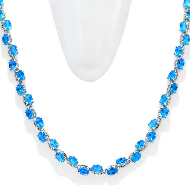 Высокого качества, полые, натуральный неоновые Апатит 6x4 мм овальные 925 стерлингового серебра Zig Zag стиль ожерелье для женщин от производителя из Индии