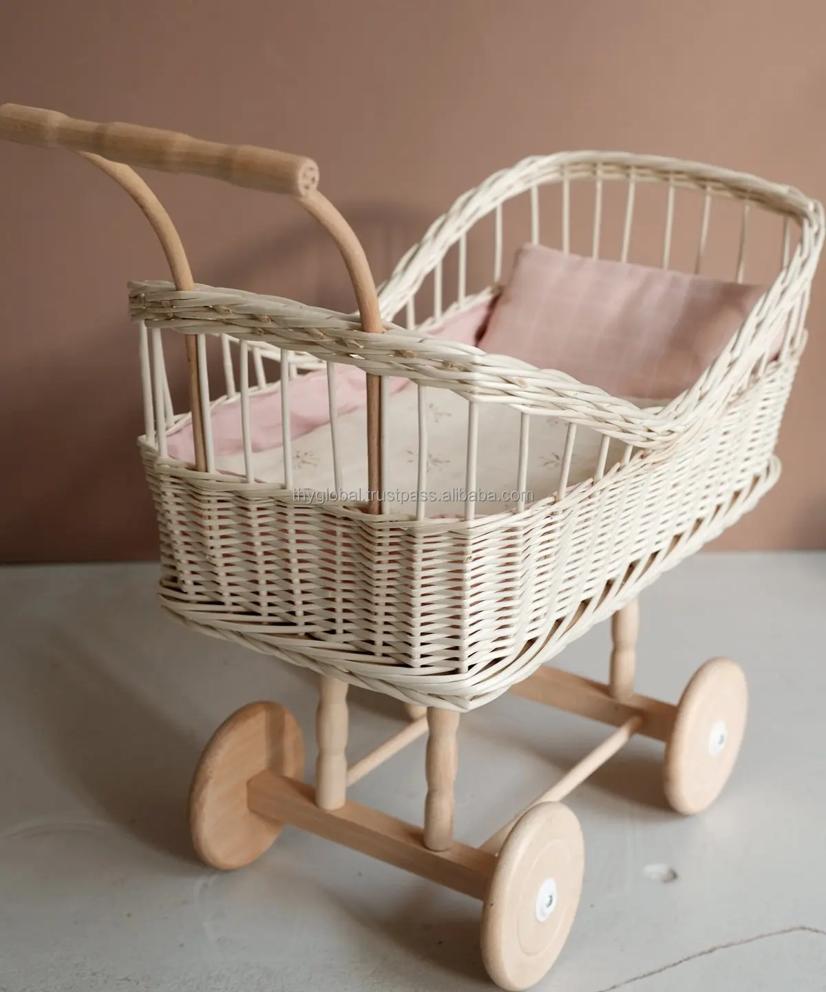 Rattan doll for kid toys small baby stroller hot sell made by rattan 100% natural