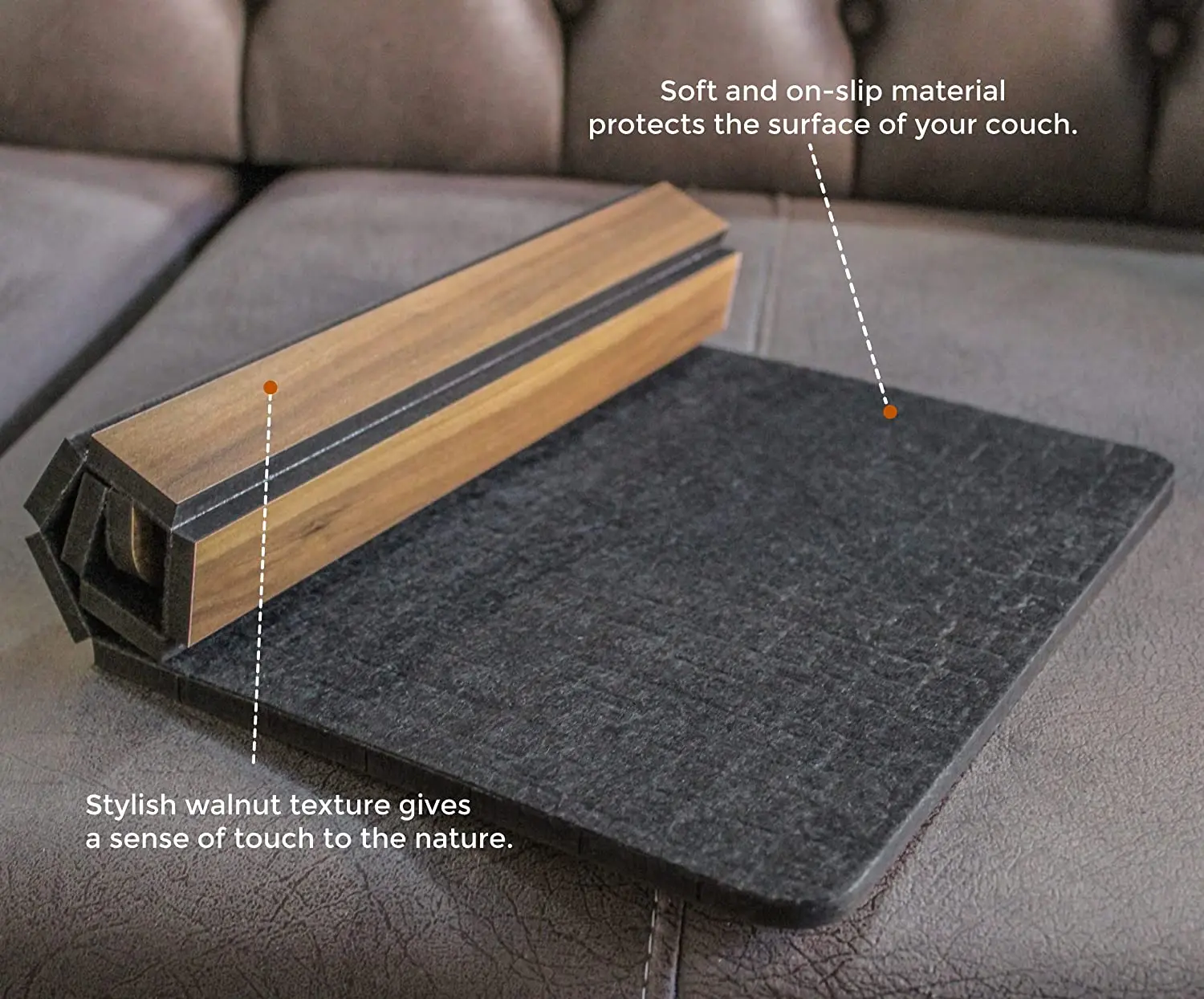 Eco-friendly Bamboo Wood Sofa Arm Tray for Couch Flexible Sofa Tray Couch arm Table Perfect for Drinks Snacks Remote