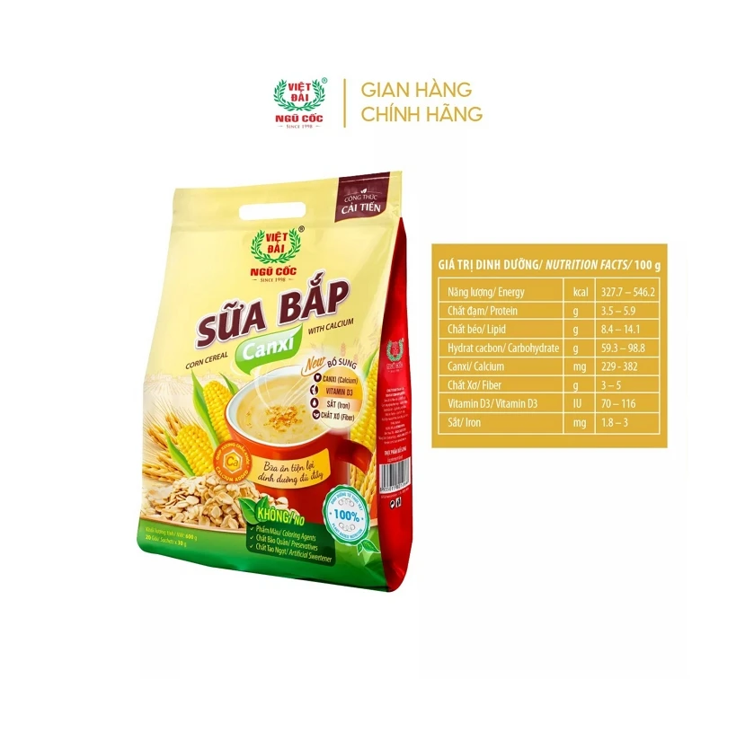 Vietdai Instant Corn Cereal Powder with Calcium Healthy Fresh Nutritious Style from Vietnam Factory Wholesale
