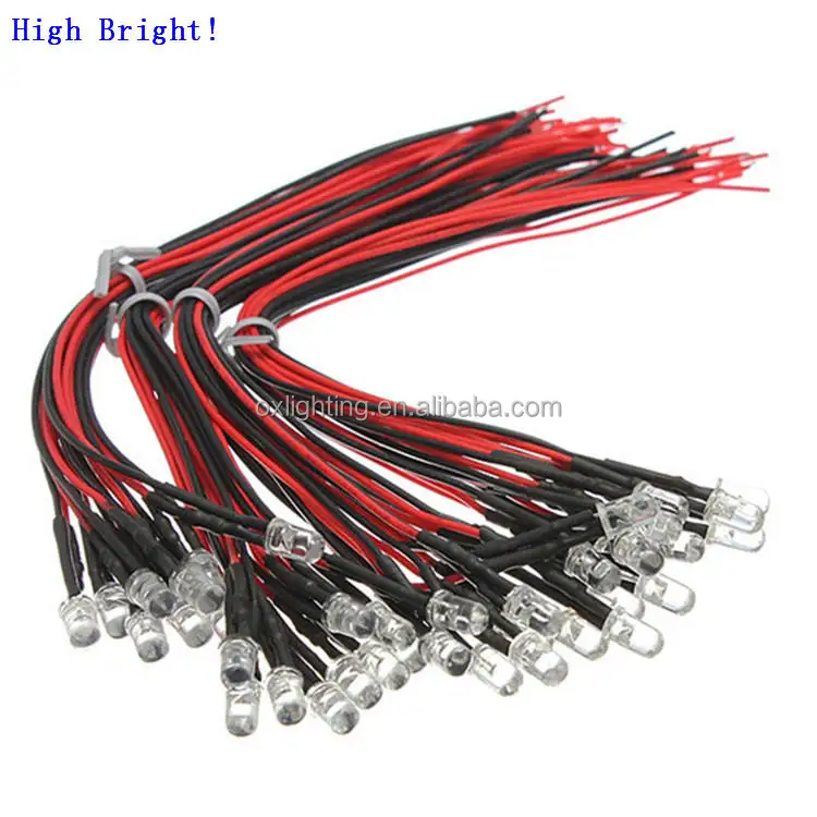3mm 5mm 10mm Bright White Red Green Blue 3V 12v 20cm Small Mini Light Pre Wired Prewired Led Diodes
