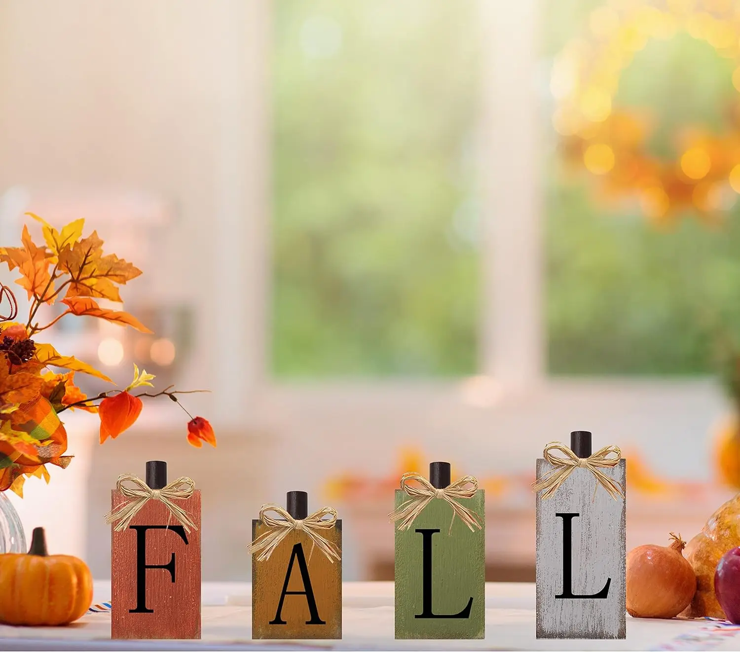 Fall Decorations for Home Thanksgiving Signs for Home Decor Fall Wooden Table Sign Vintage Farmhouse Fall Block Sign