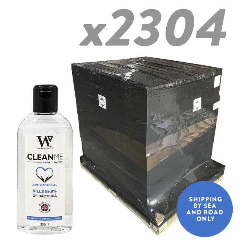 Watermans Hand Sanitiser Alcohol Gel 250ml Pallet 2304 Units 70% Alcohol Antibacterial Hand Sanitiser Gel with Tea Tree 400ml