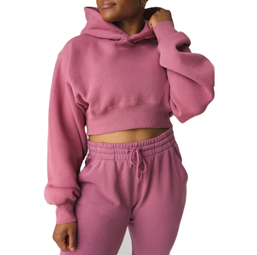 Wholesale Long Sleeve Sweatshirt Hoodie / Lady Women Crop Top Pullover Hoodies Short Hoodies For Women