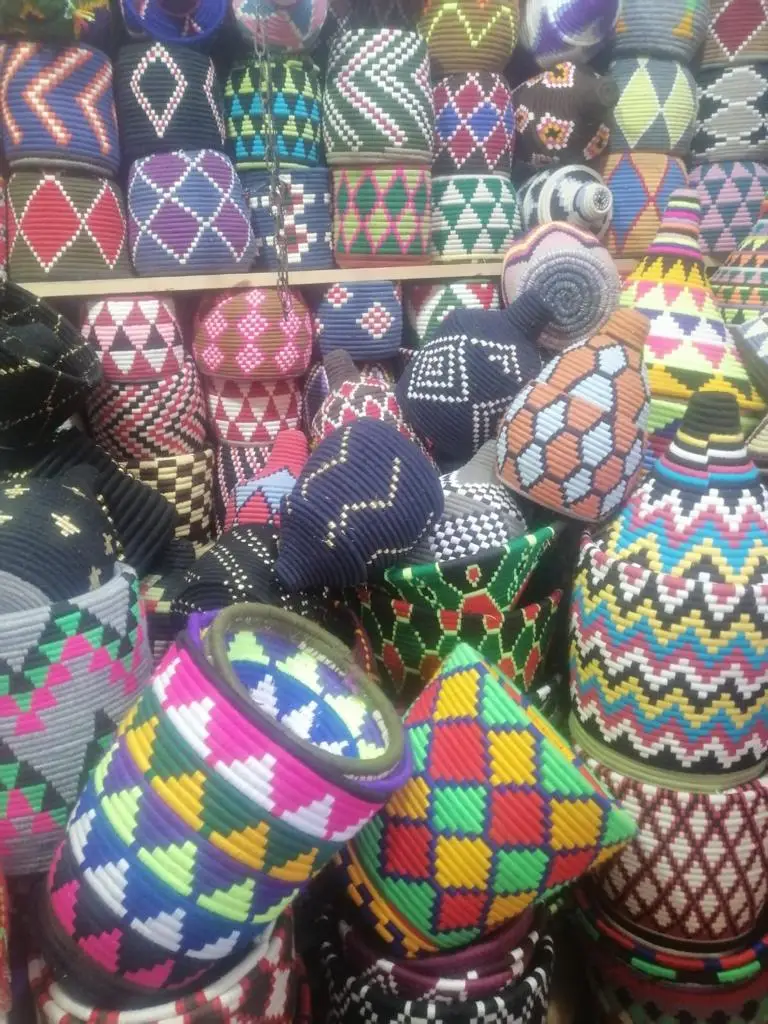 colorful vintage moroccan berber straw bread basket