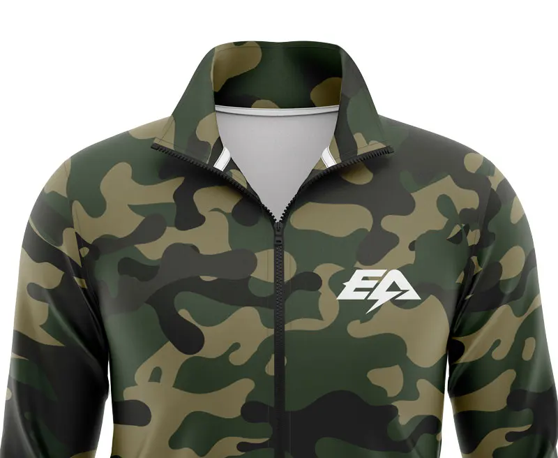 Hot Selling Custom 100% Polyester Soft Heated Jacket with Camo Design Water-Resistant and OEM Design Sublimation Process