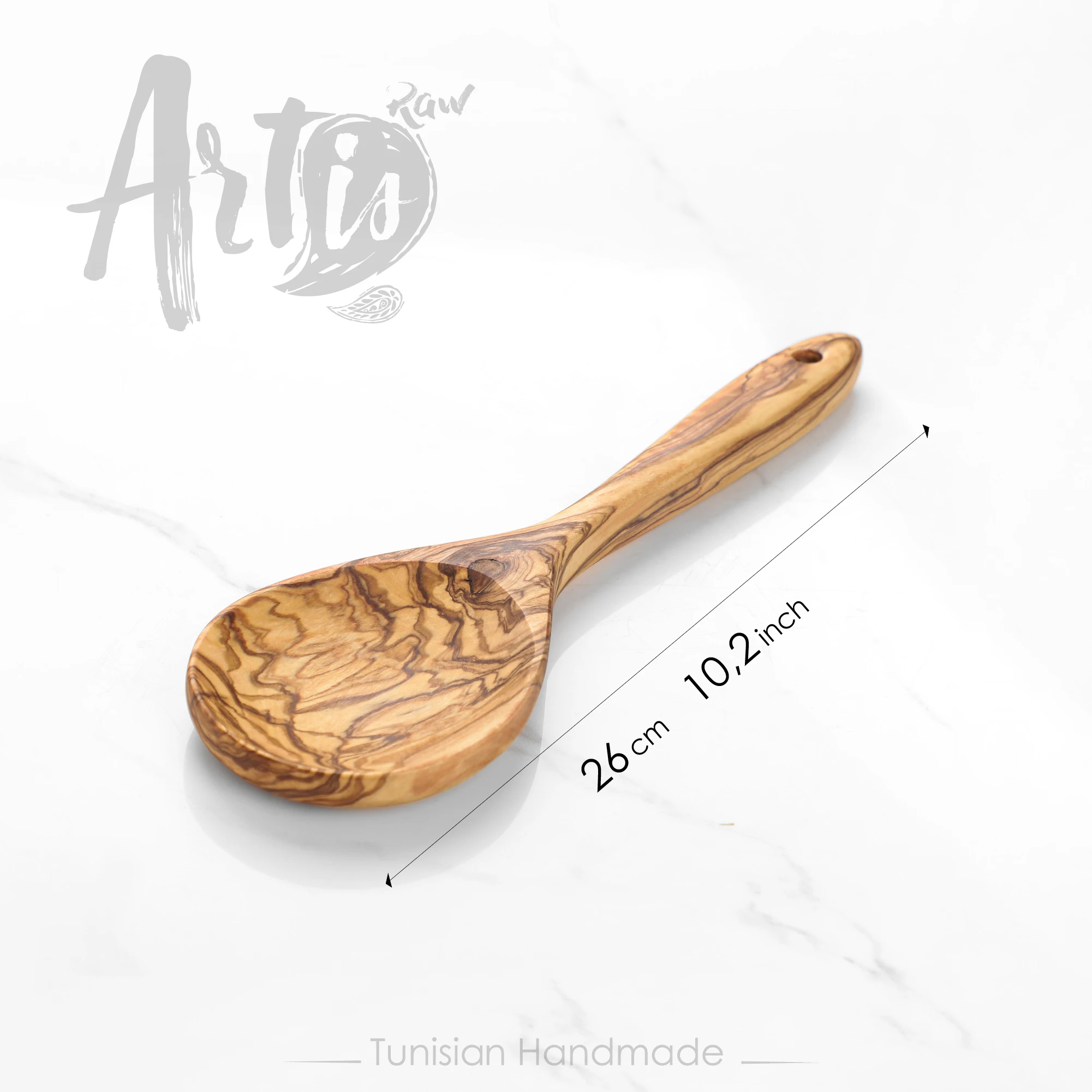 Best Selling Olive Wood Salad Hand Rustic Kitchen Salad Server with Carving Decoration Artistic Home Kitchen Utensil