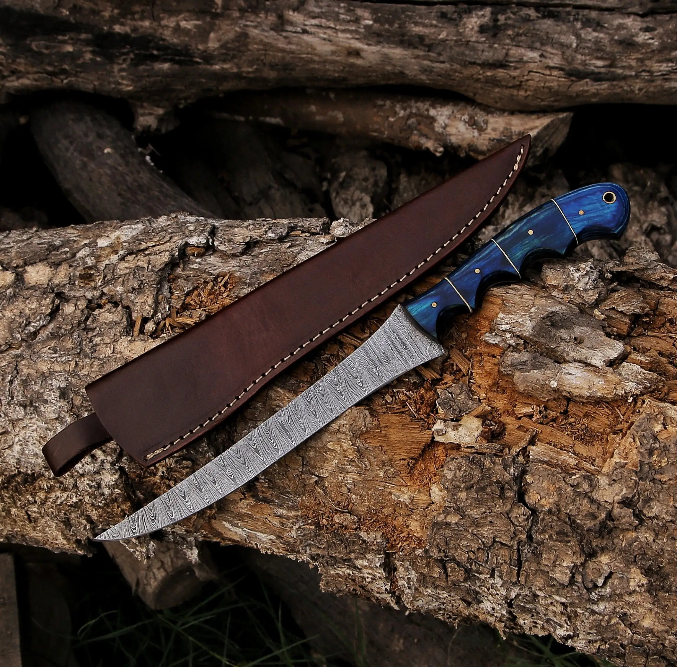 Damascus Steel Fillet Fishing Knife Handmade Damascus Fillet Knife Kitchen Chef Knife Gifts for Him