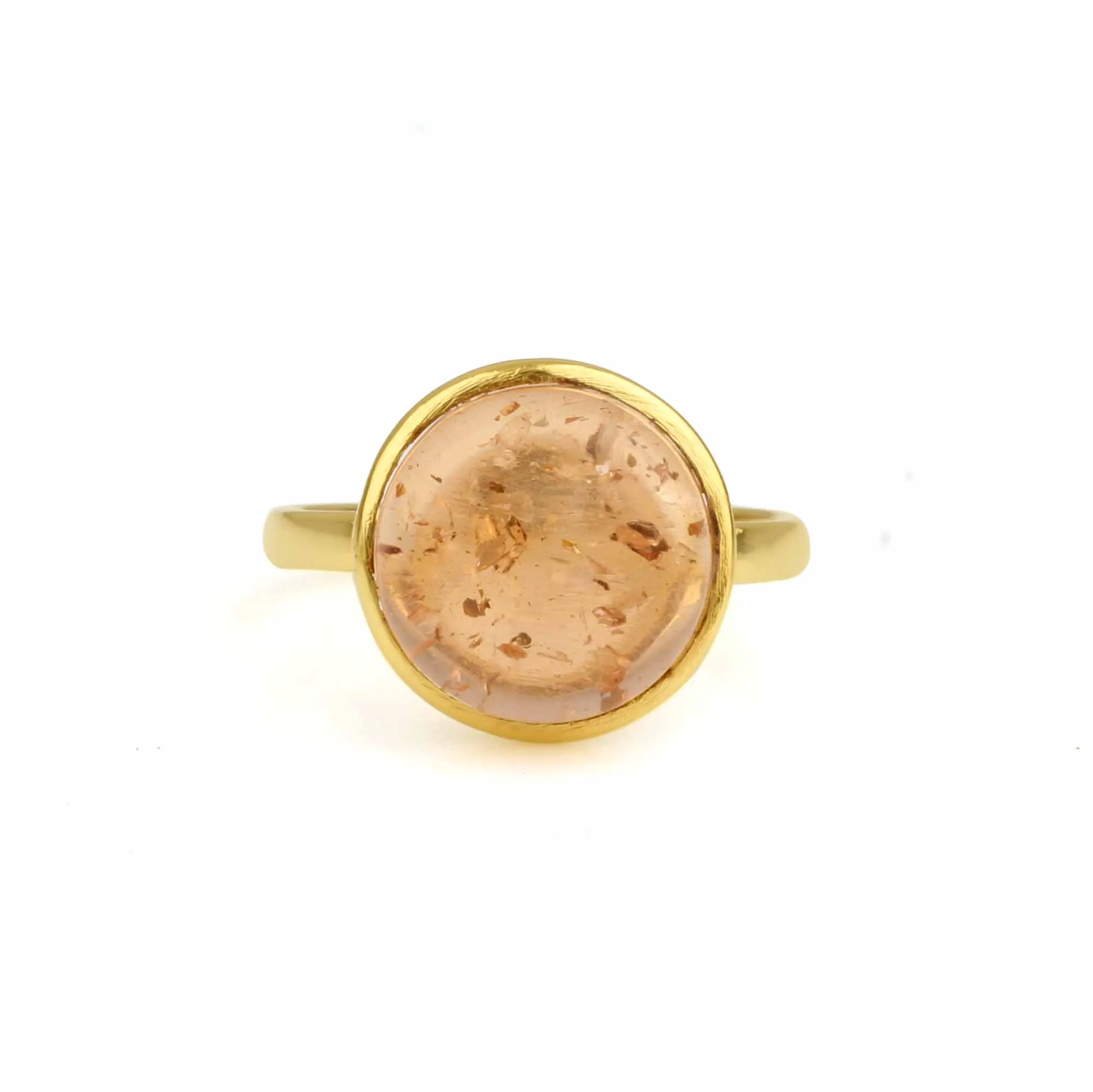 RJR00163 Trendy Baltic Amber Gemstone Jewelry Round 12mm Classy Eternity Vermeil Bezel Solid 925 Sterling Ladies Silver Ring
