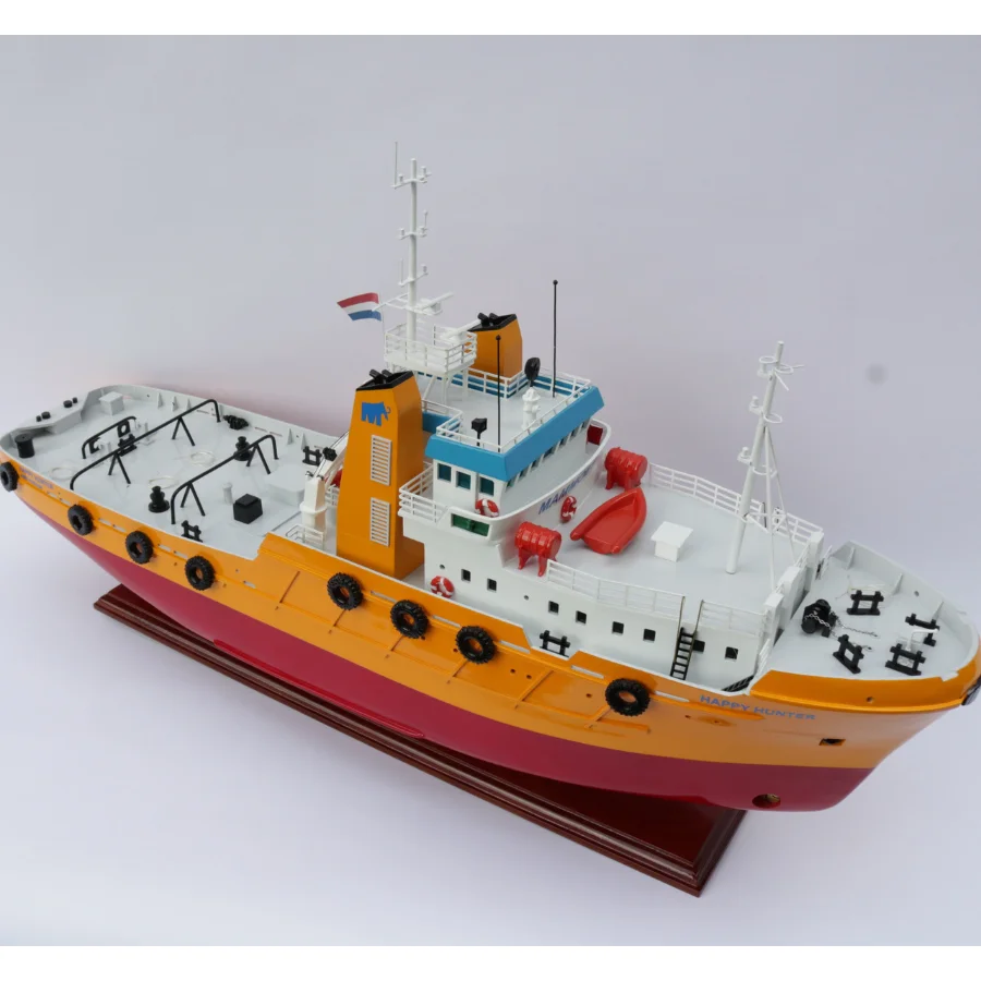 HAPPY HUNTER TUG BOATS 100% HANDMADE - HIGH QUALITY WORK BOATS - WOODEN HANDICRAFT MODEL MADE IN VIETNAM PRODUCT