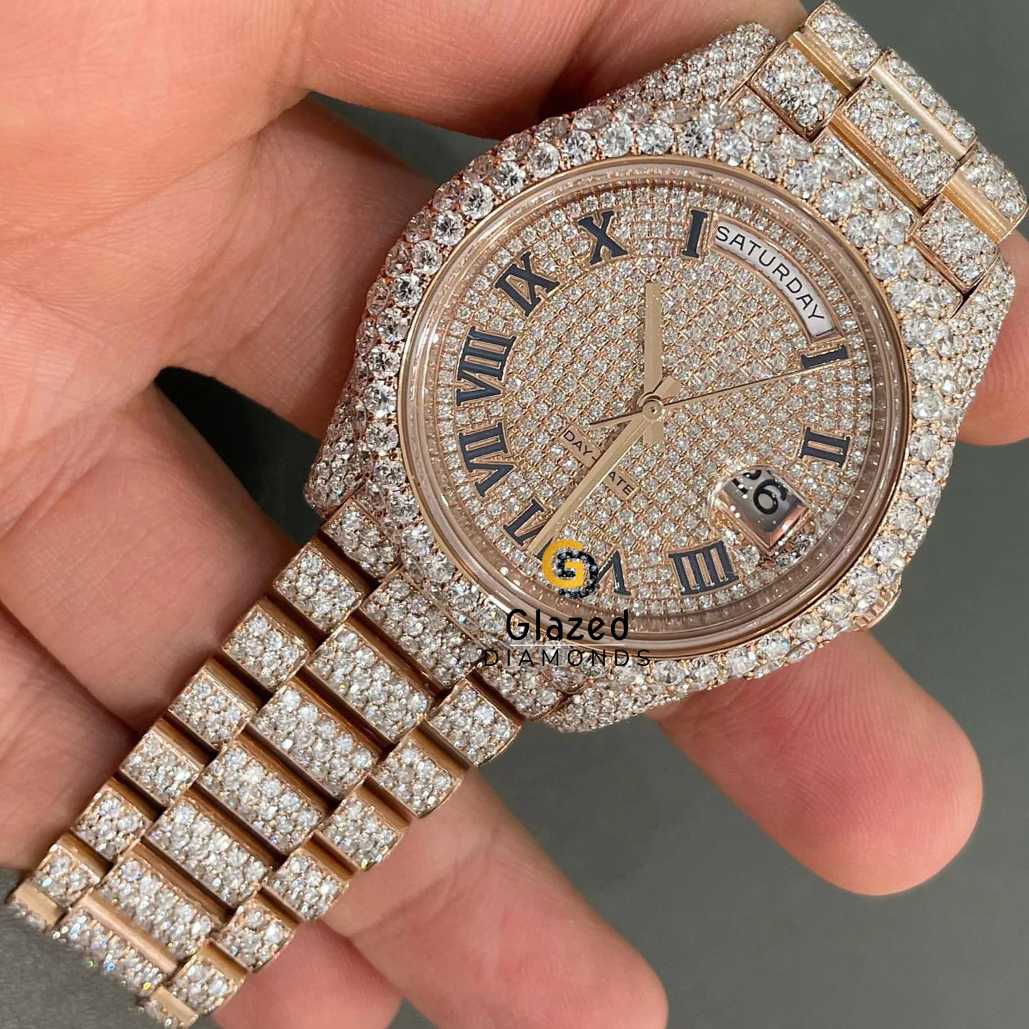 The Hip Hop Moissanite Watch On Your Wrist Display Stunning Luxury With Stainless Steel And Iced Out With Round Cut Diamonds
