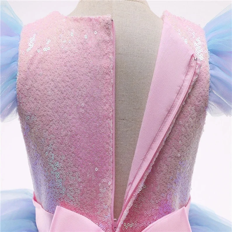 New Arrival Beautiful Unicorn Sequence Dress For Girls Knee-Length Party Wear Baby Tulle Dress