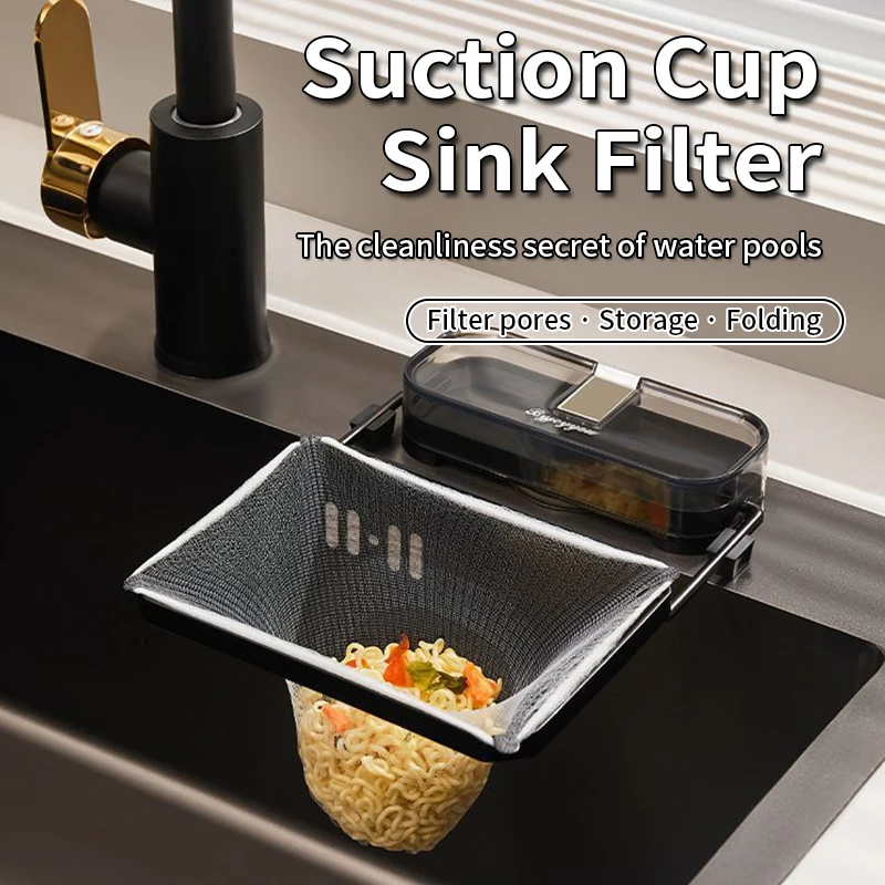 Kitchen sink filter rack storage rack suction cup corner sink mesh bag filter basket sink filter for Kitchen Waste Leftover