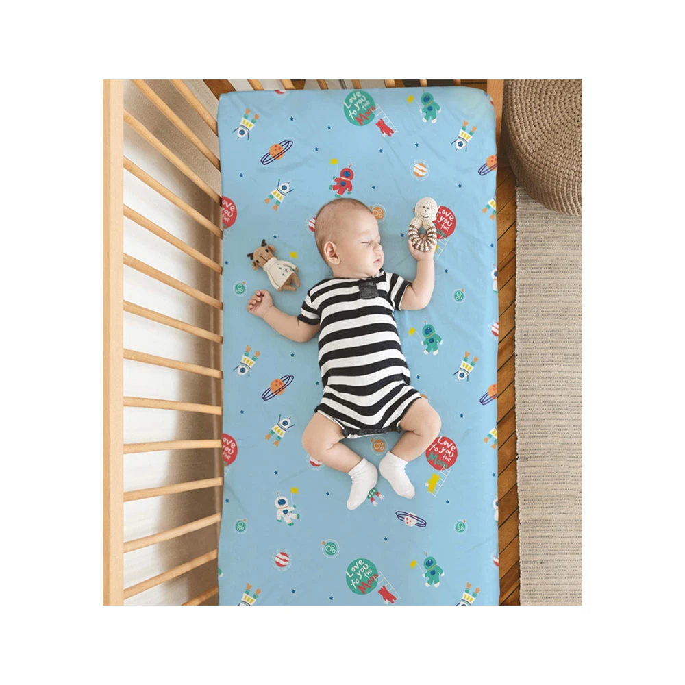 Customized crib sheet with 100% organic cotton for Baby Buy At Best Competitive Price
