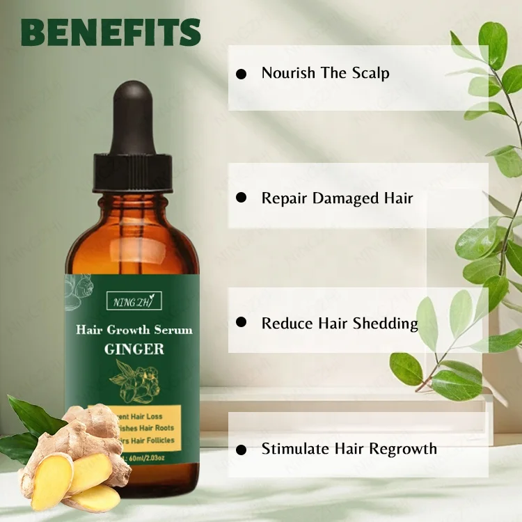 Wholesale natural organic hair care anti hair loss essence ginger hair growth serum