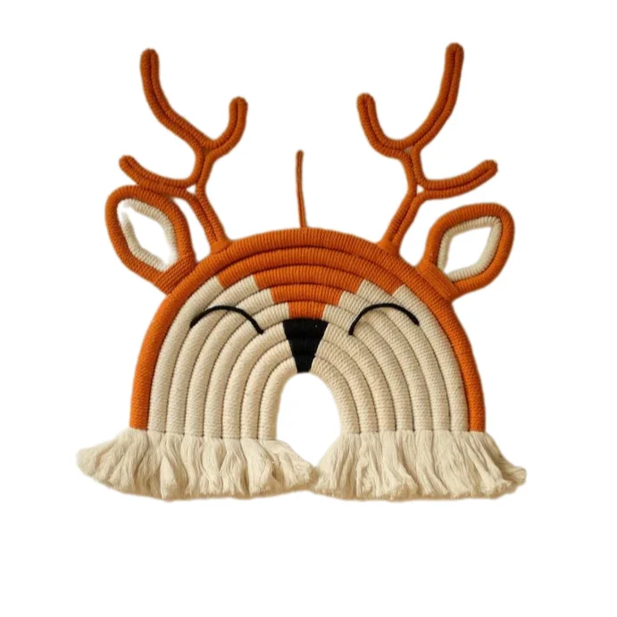 Delightful Macrame Deer Wall Decoration Charismatic Macrame Cotton Nursery Hanging Decor