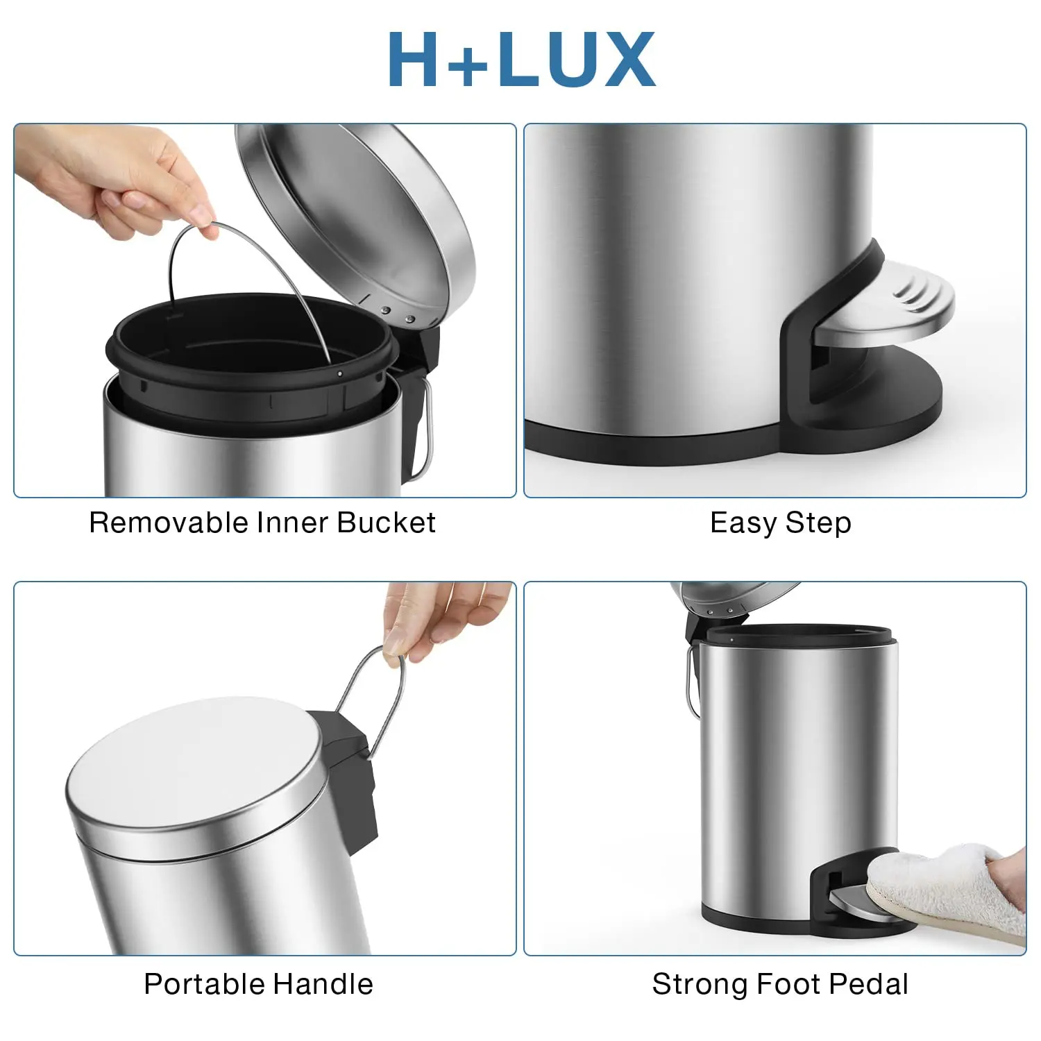 Wholesale Manufacturer household garbage can flat lid stainless steel trash can waste bin kitchen round