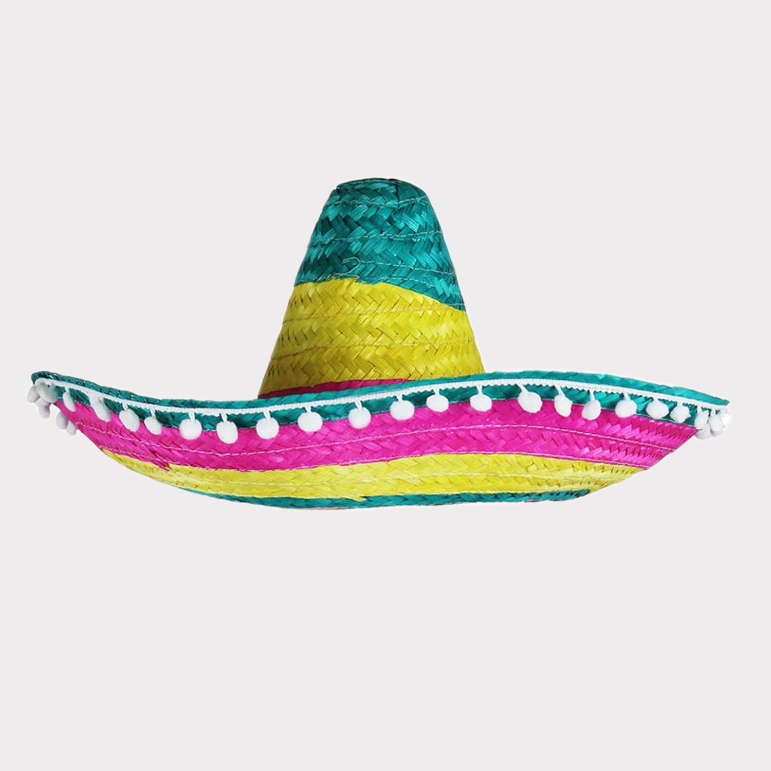 Vietnam factory Promotional Handmade Straw Sombrero Hats Carnival Events Party Supplies Bamboo Braided Mexican Hat Rainbow Edge