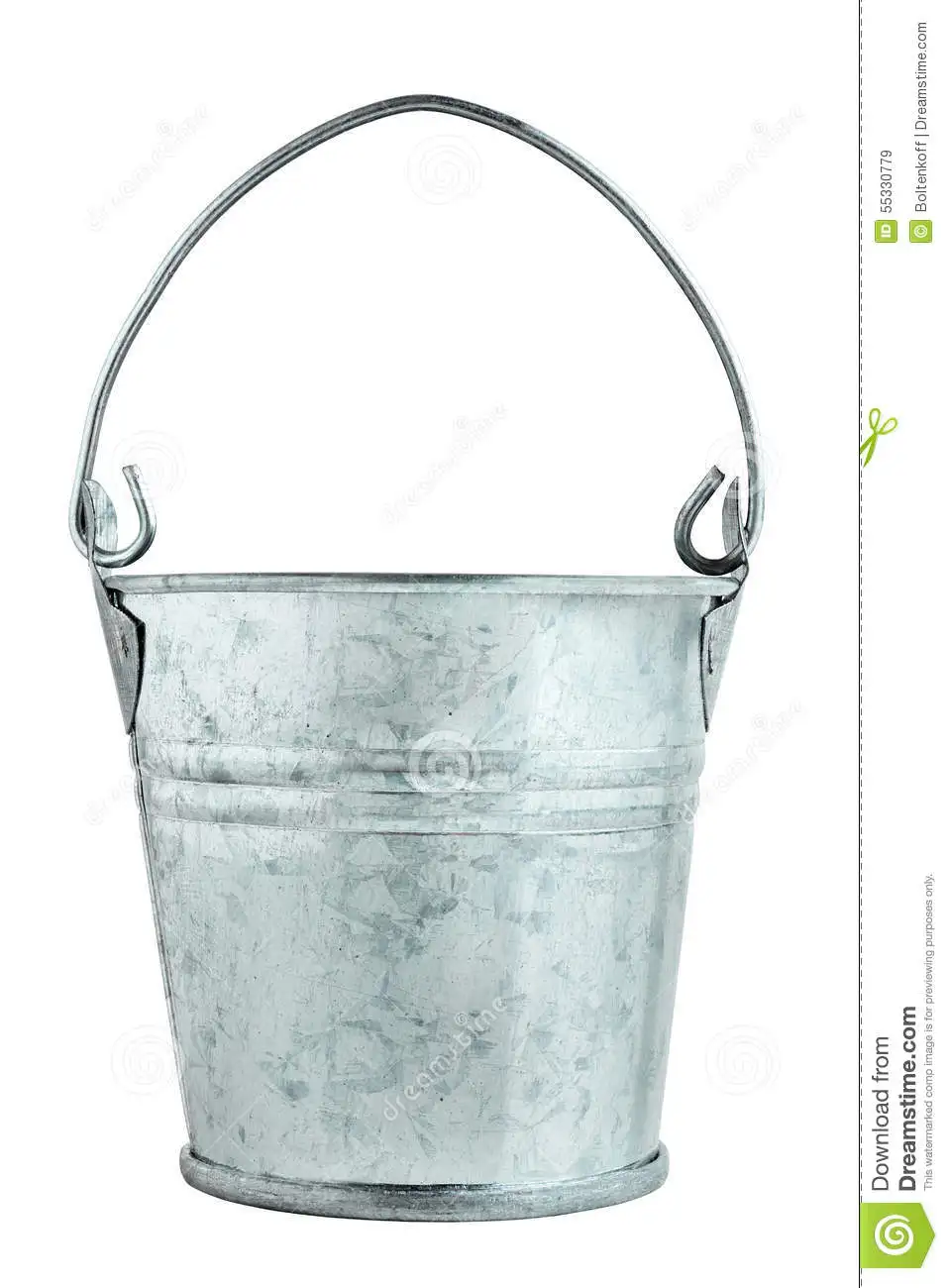 Vintage Antique Galvanized Metal Bucket With Natural Handle