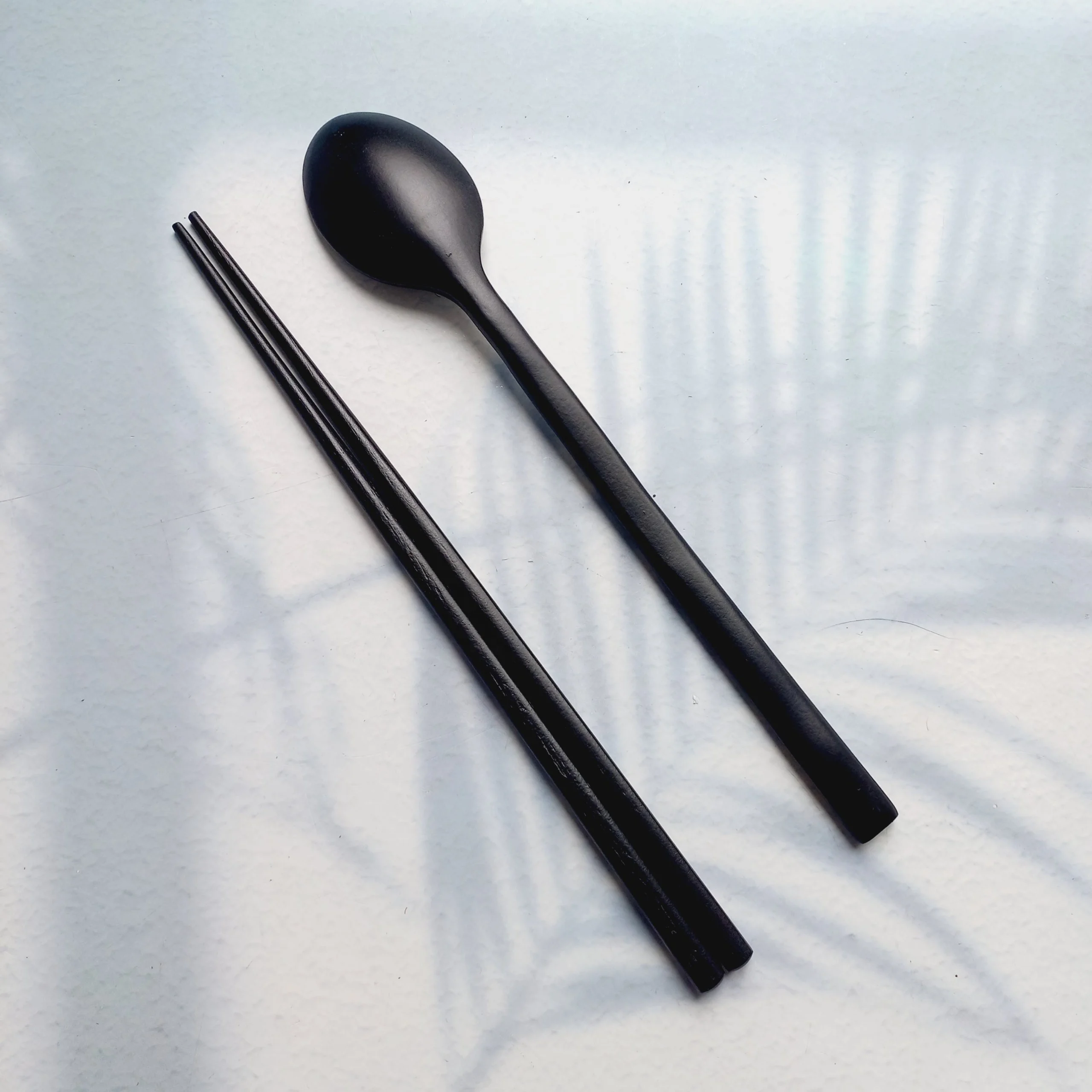Black Wooden Spoon Chopsticks Reusable Cutlery Set For Travelling Natural Flatware Food Grade Craft Eco Friendly