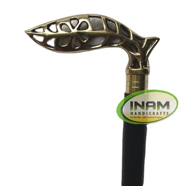 Stylish leaf design brass handle walking sticks, Wooden walking canes, Best quality walking sticks,